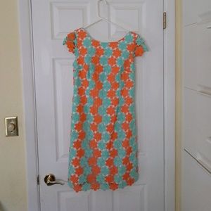 Lily Pulitzer Sheath Dress Floral Lace Sz 4
